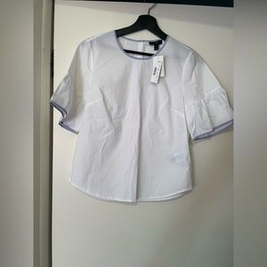 NWT JCREW G2826 Tipped Button-Back Bell-Sleeve Top Shirt